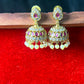 Ruby Stone Jhumka Earrings with Pearls