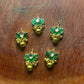 Green Lotus Kundan Hair Accessory – Traditional Enamel with Golden Ghungroo