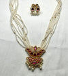 Royal Pink Stone Pearl Mala Set