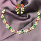 Ruby–Emerald Leafy Necklace Set