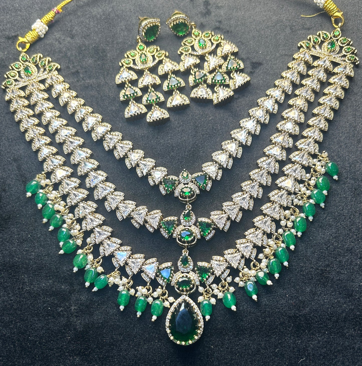Emerald Princess Layered AD Necklace Set