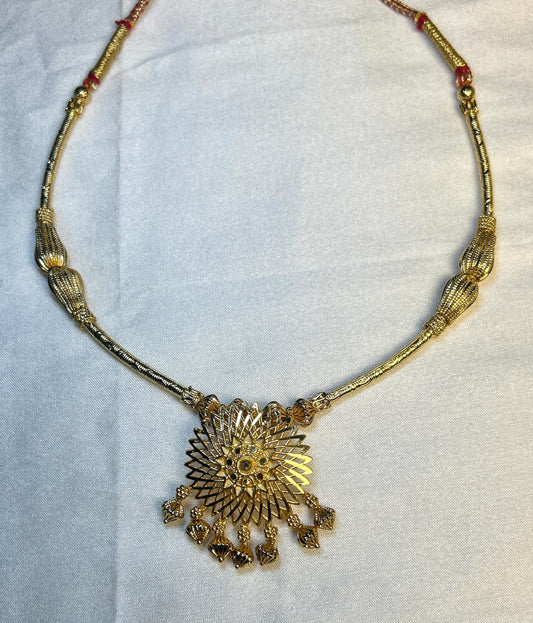 Traditional Maharashtrian Sunflower Pendant Necklace – 1 Gram Gold Finish