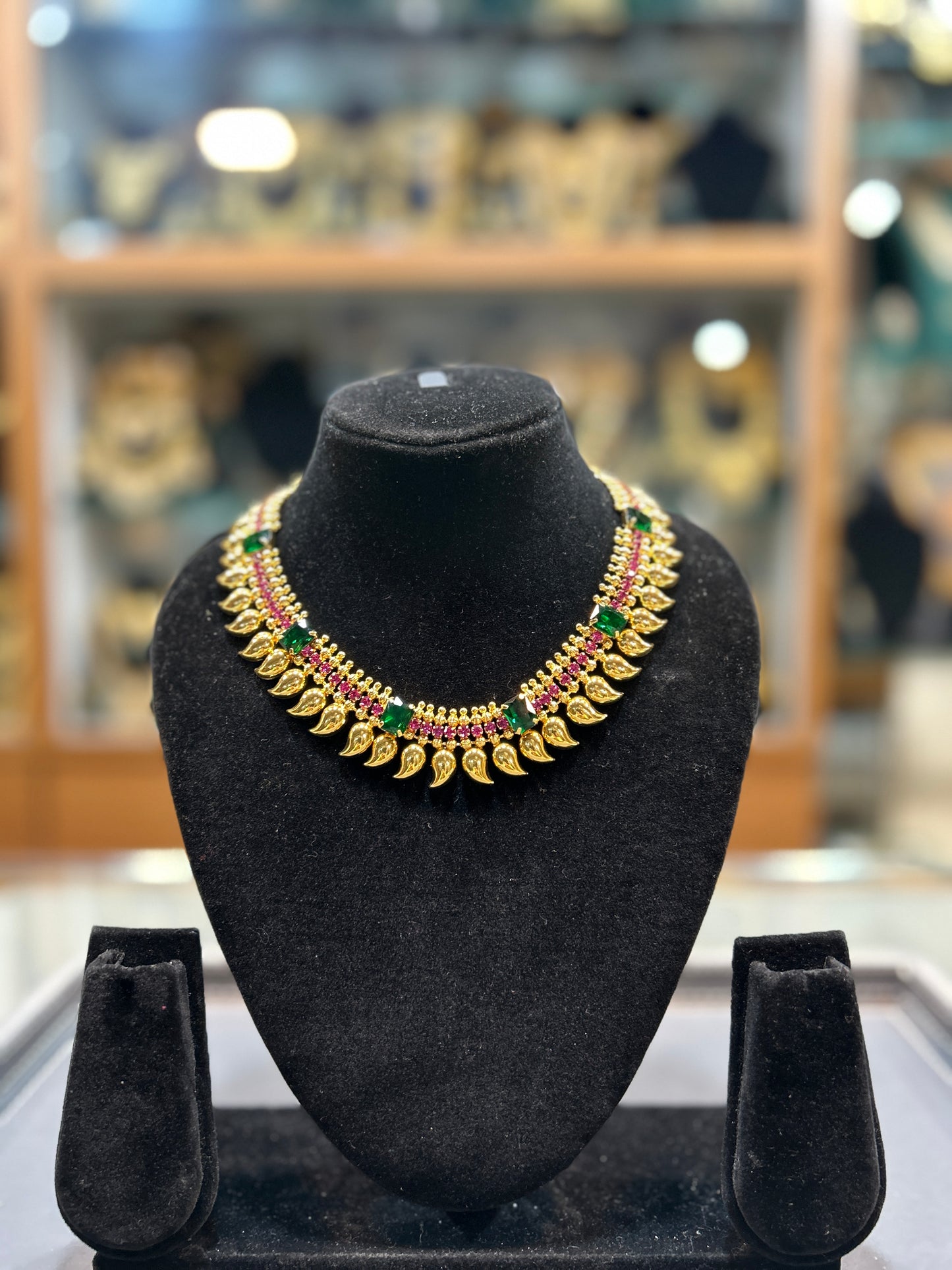 Royal Maharashtrian Gemstone Leaf Choker Necklace