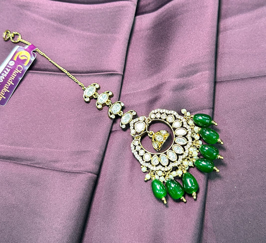 Royal Green Drop Maang Tikka