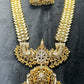 Royal Heritage Temple Necklace Set – Antique Gold with Kundan Work