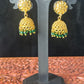 Emerald Glow Golden Jhumkas