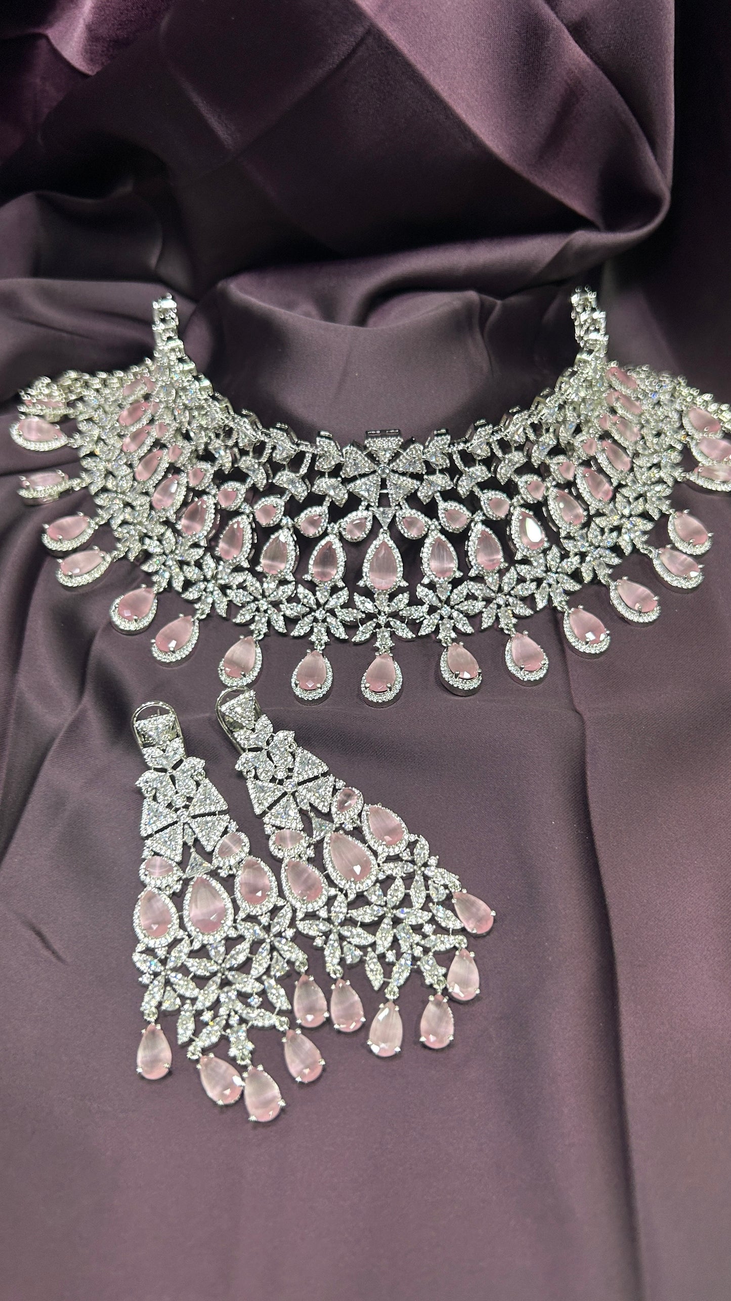 Blush Pink & Diamond Choker Necklace Set