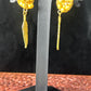 Golden Bloom Feather Drop Earrings