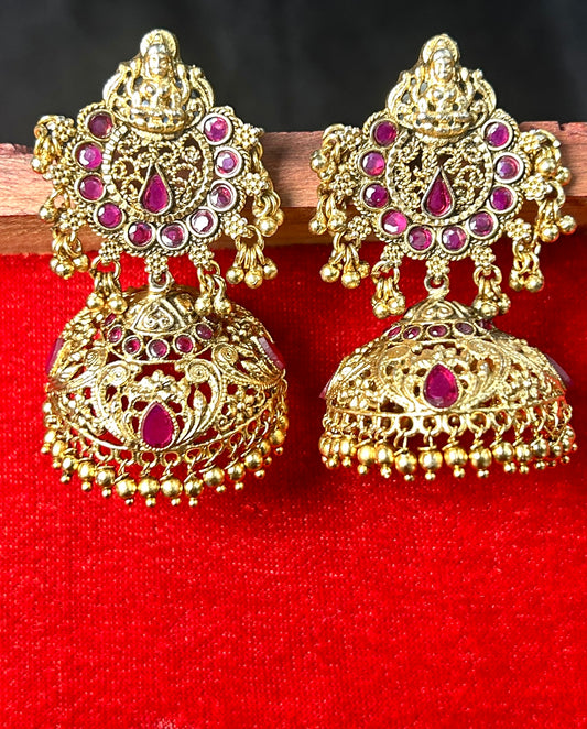 Temple Inspired Antique Jhumka Earrings