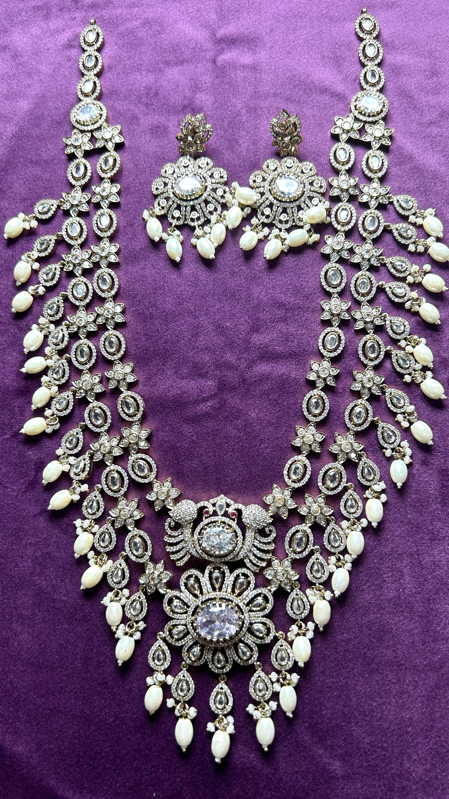 Majestic Peacock Motif Bridal Necklace Set with Earrings