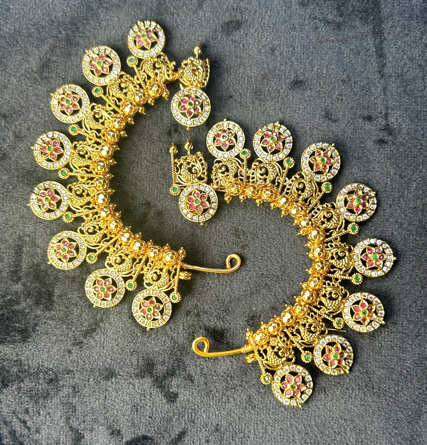 Temple Style Circular Motif Ear Cuffs – Kundan Studded