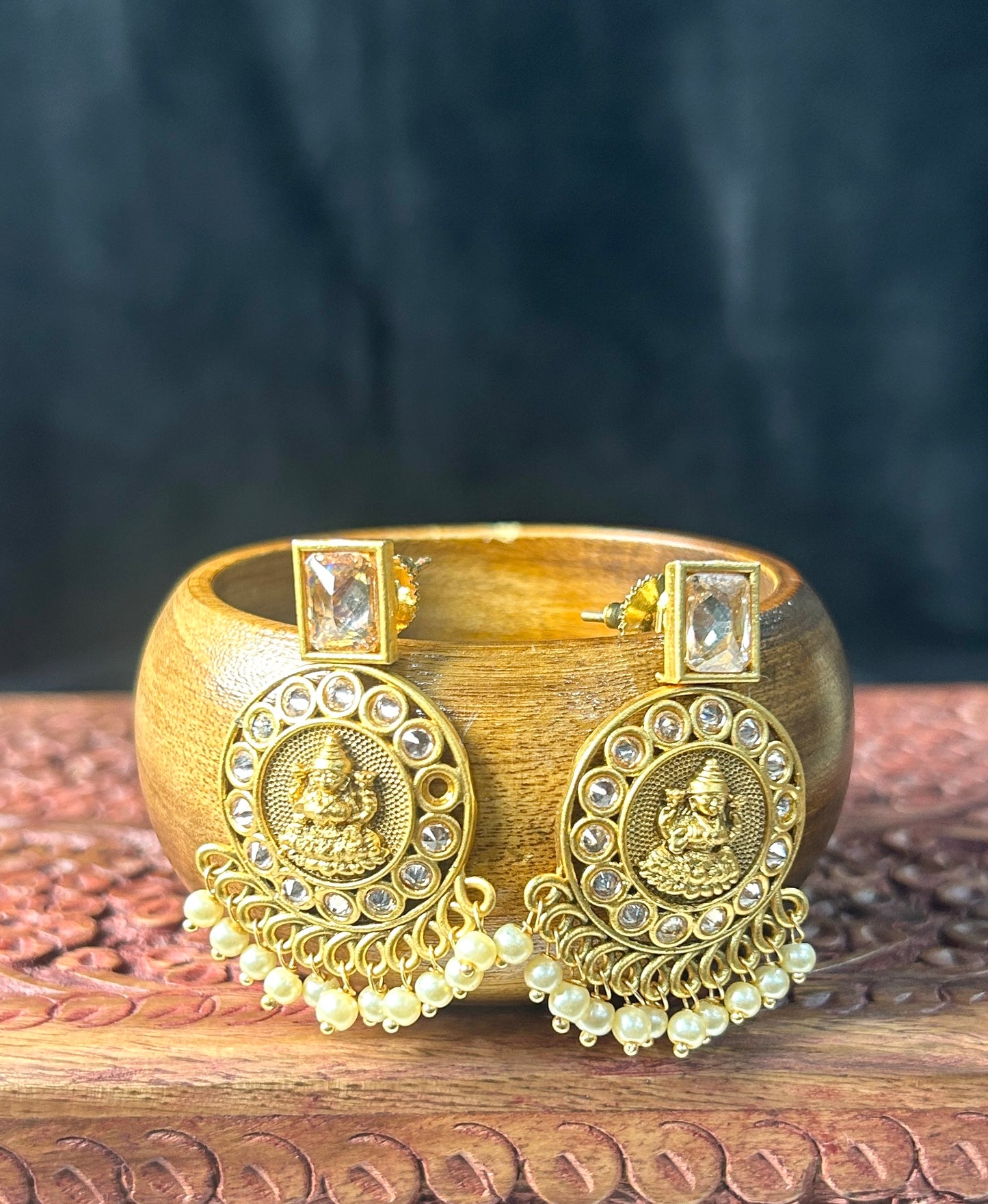 Lakshmi Coin Temple Chand Earrings