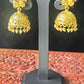 Classic Gold Jhumkas with Butterfly Stud & Red Stone Accent