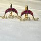 Ruby Enamel Arch Bugdi Earrings