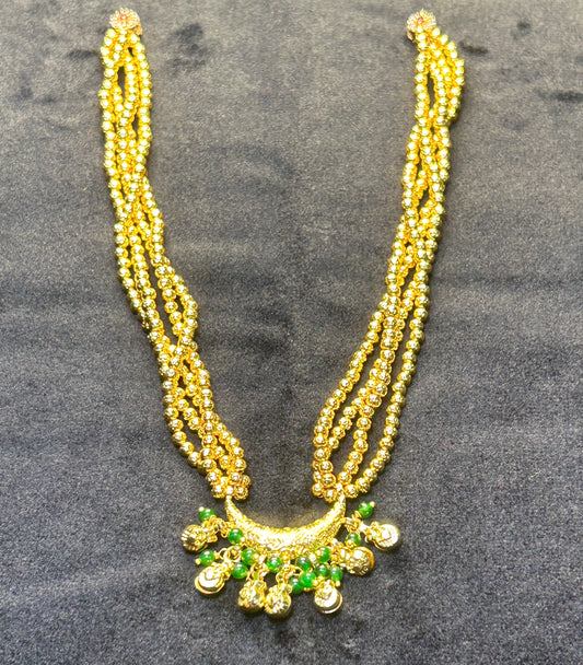Golden Bead & Emerald Crescent Haar