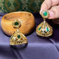Green Stone Dome Jhumka Earrings
