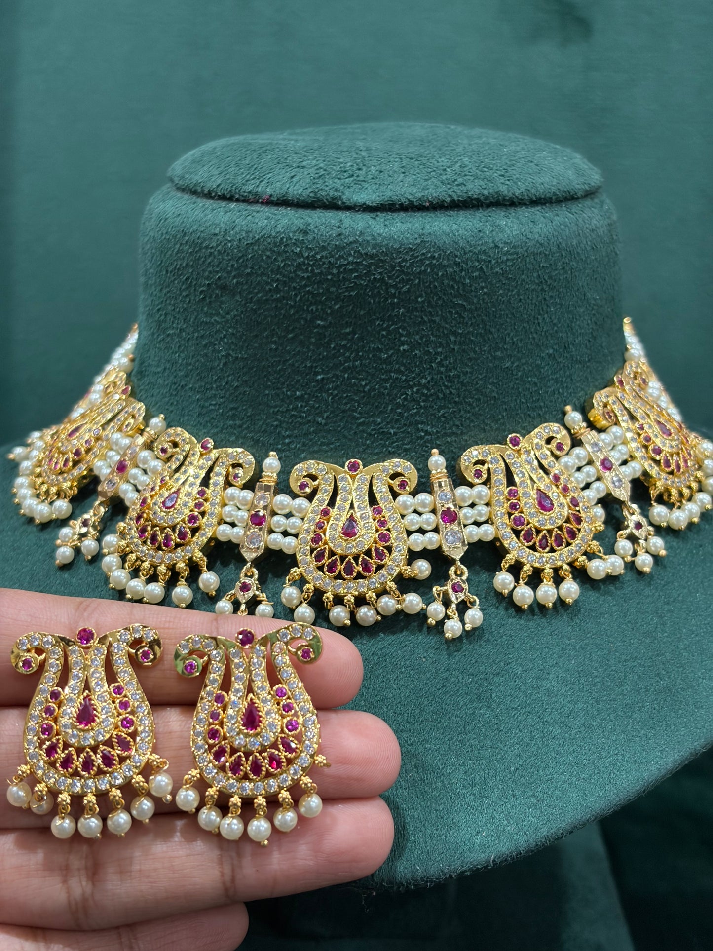 Rajlaxmi Paisley Pearl Choker Set