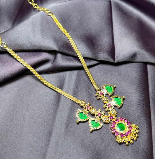 Green Enamel Haar with Statement Pendant