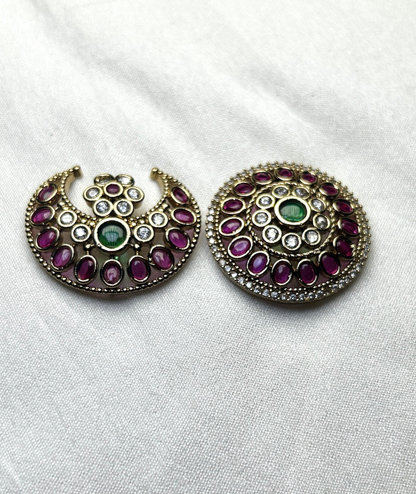 Pachi Kundan Surya-Chandra Hair Brooch Set
