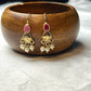 Elegant Ruby-Toned Earrings with Pearl Danglers