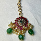 Petite Floral Kundan Maang Tikka with Green Drops