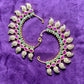 Traditional Crescent Shaped Bugadi (Back Ear Cuffs) with Pink & Green Stones