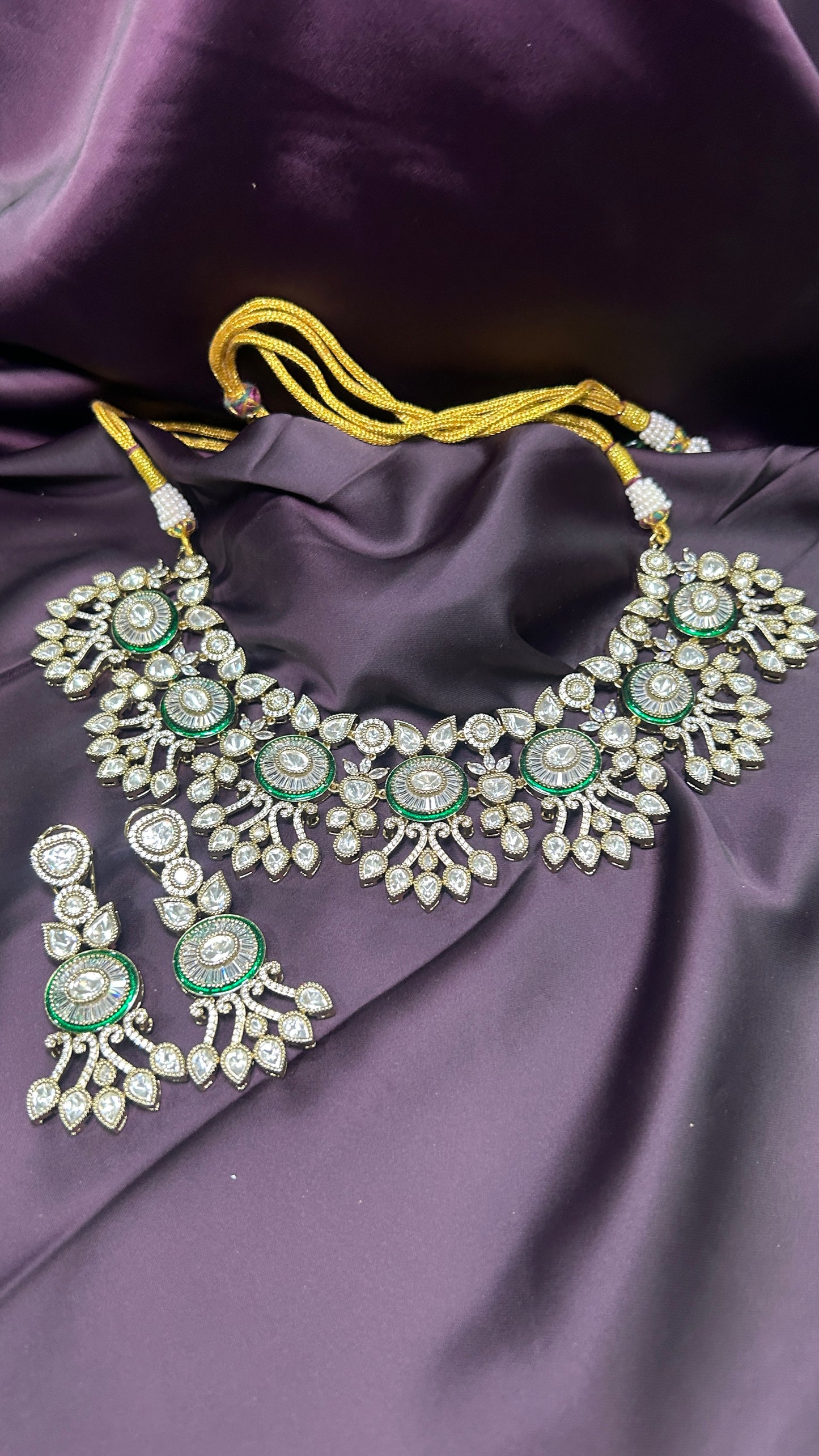 Royal Polki & Emerald Statement Necklace Set