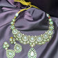 Heritage Green Enamel Polki Necklace Set