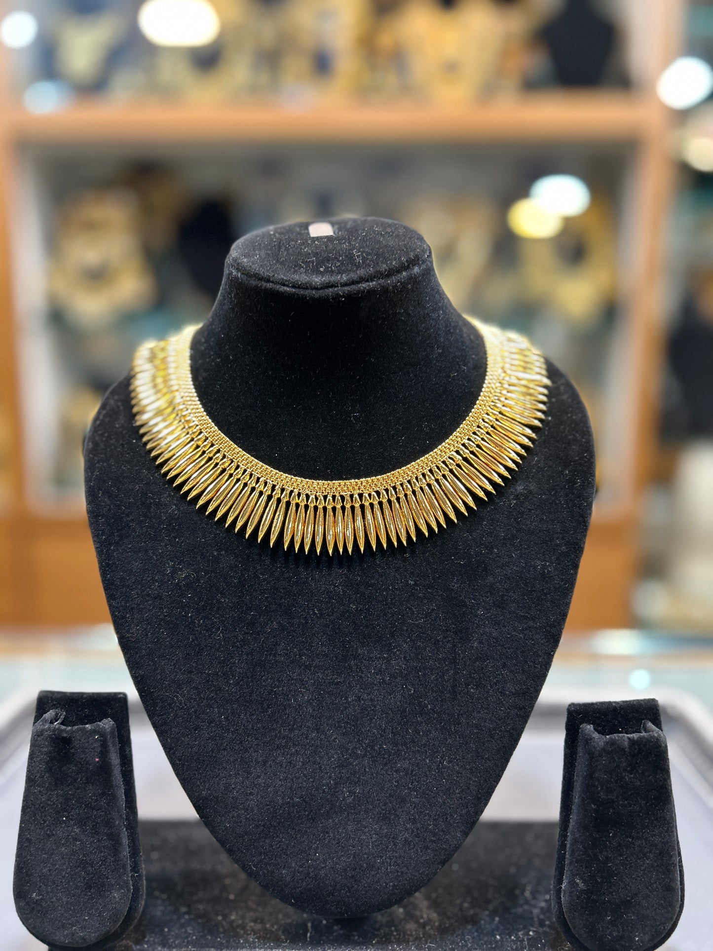 Elegant Gold-Finish Statement Necklace