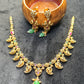 Peacock Paisley Temple Necklace Set – Antique Gold with Green Drops