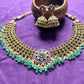 Heritage Floral Choker Necklace Set with Green Beads