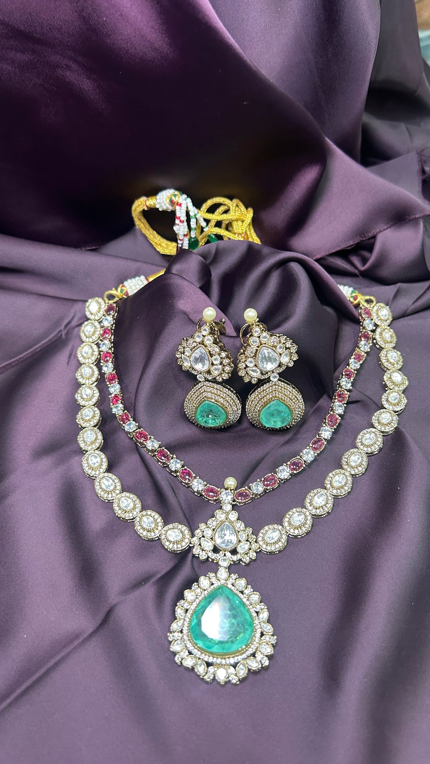 Emerald Ruby Polki Necklace Set