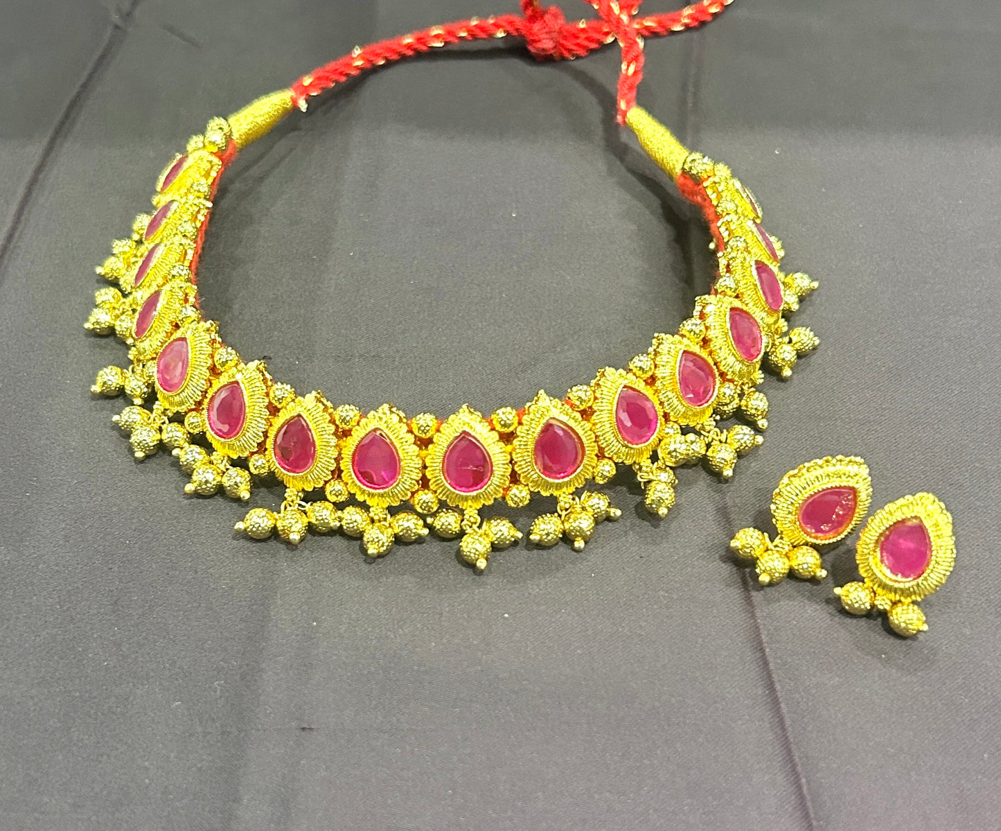 Royal Ruby Drop Choker Set