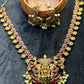 Goddess Lakshmi Temple Necklace Set – Ruby Pink & Pearl Finish