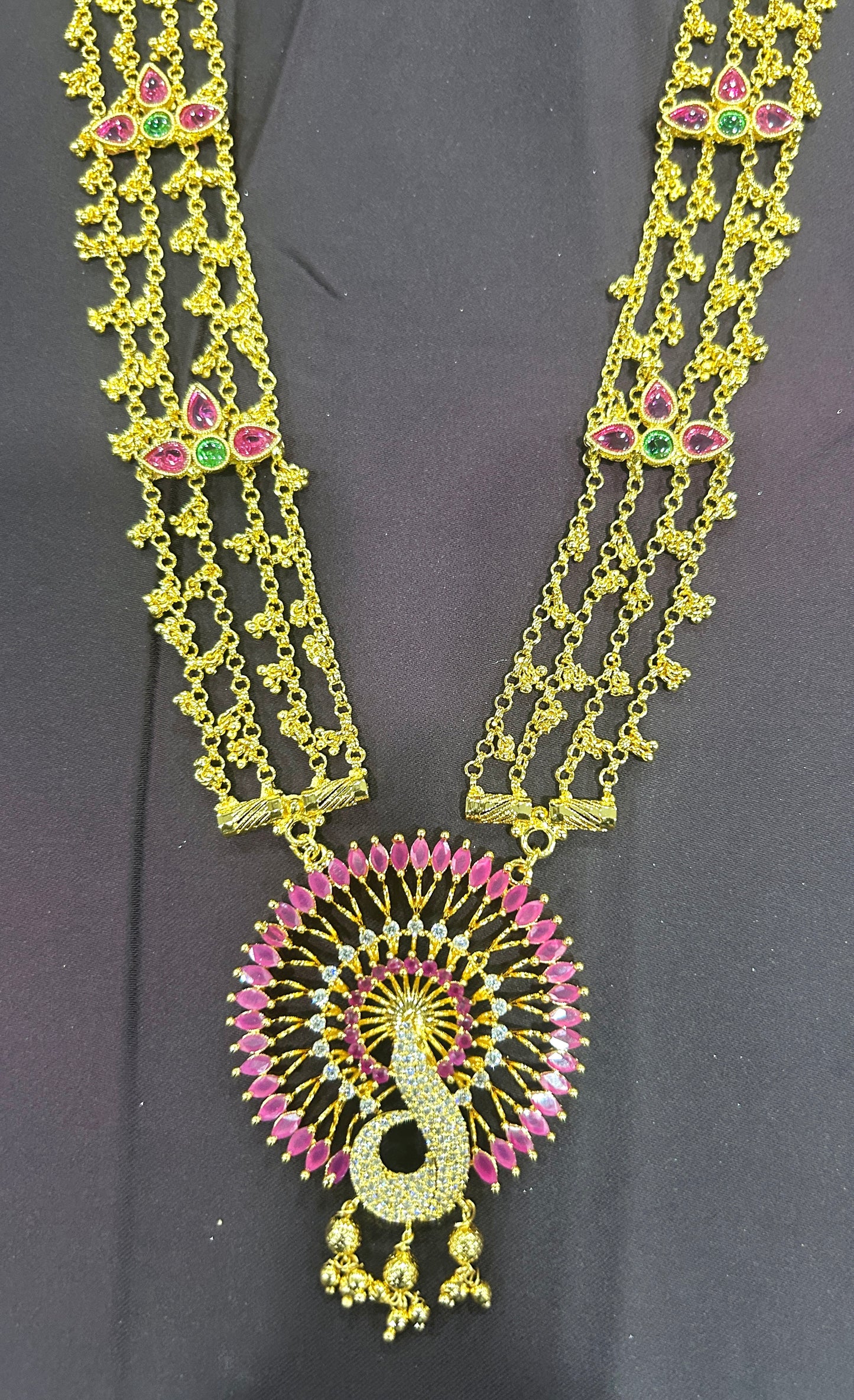 Royal Peacock Design Temple Necklace