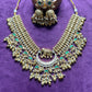 Royal Pachikundan Elephant Motif Necklace Set with Emerald Accents