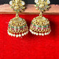 Traditional Temple Jhumka Earrings with Pearl Drops