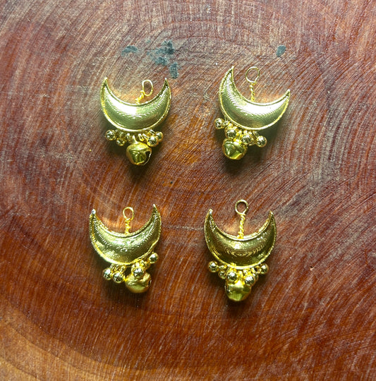 Golden Crescent Moon Hair Accessory with Ghungroo Drops