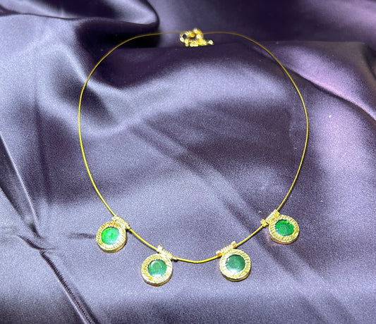 Minimalist Green Stone Pendant Necklace