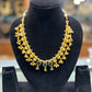Classic Gold-Finish Temple Necklace with Green Stone Accents