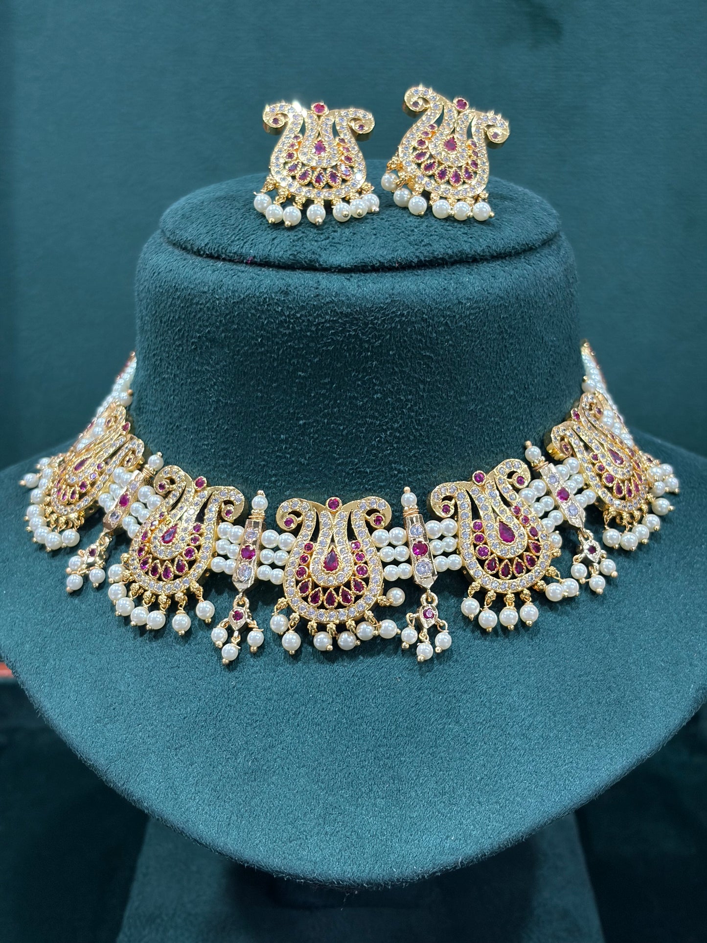 Rajlaxmi Paisley Pearl Choker Set