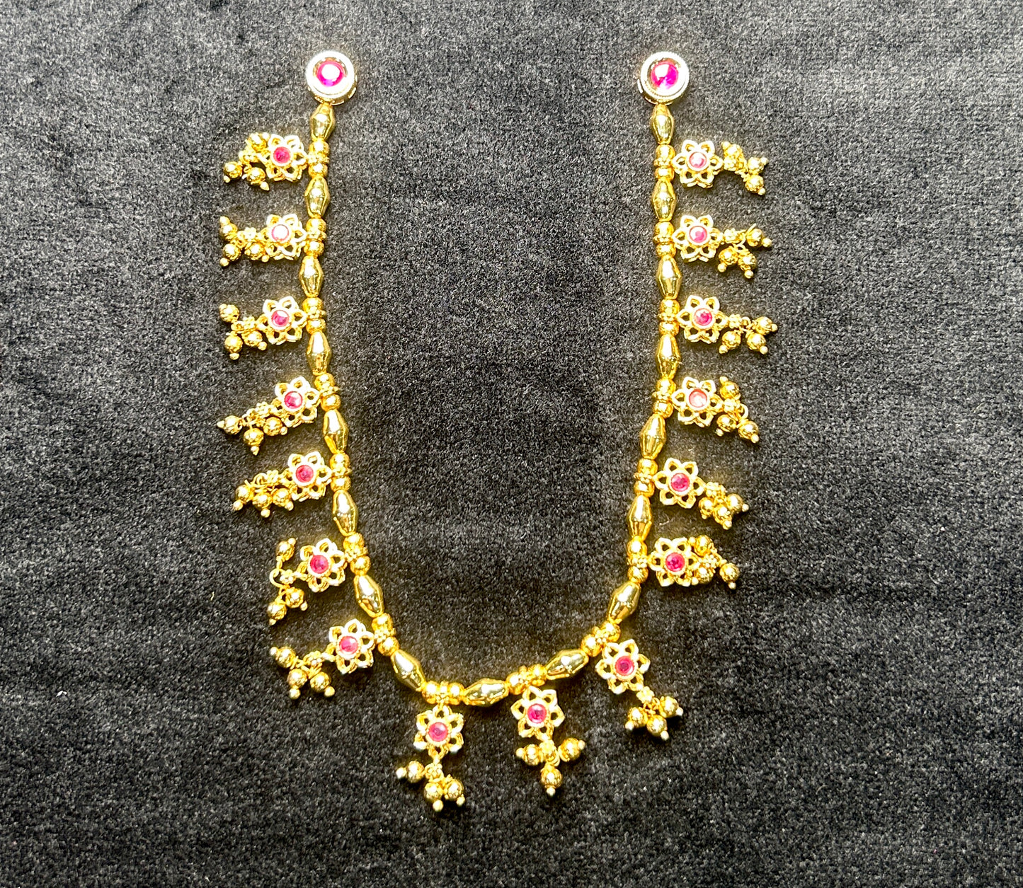 Floral Ruby & Gold Bead Necklace