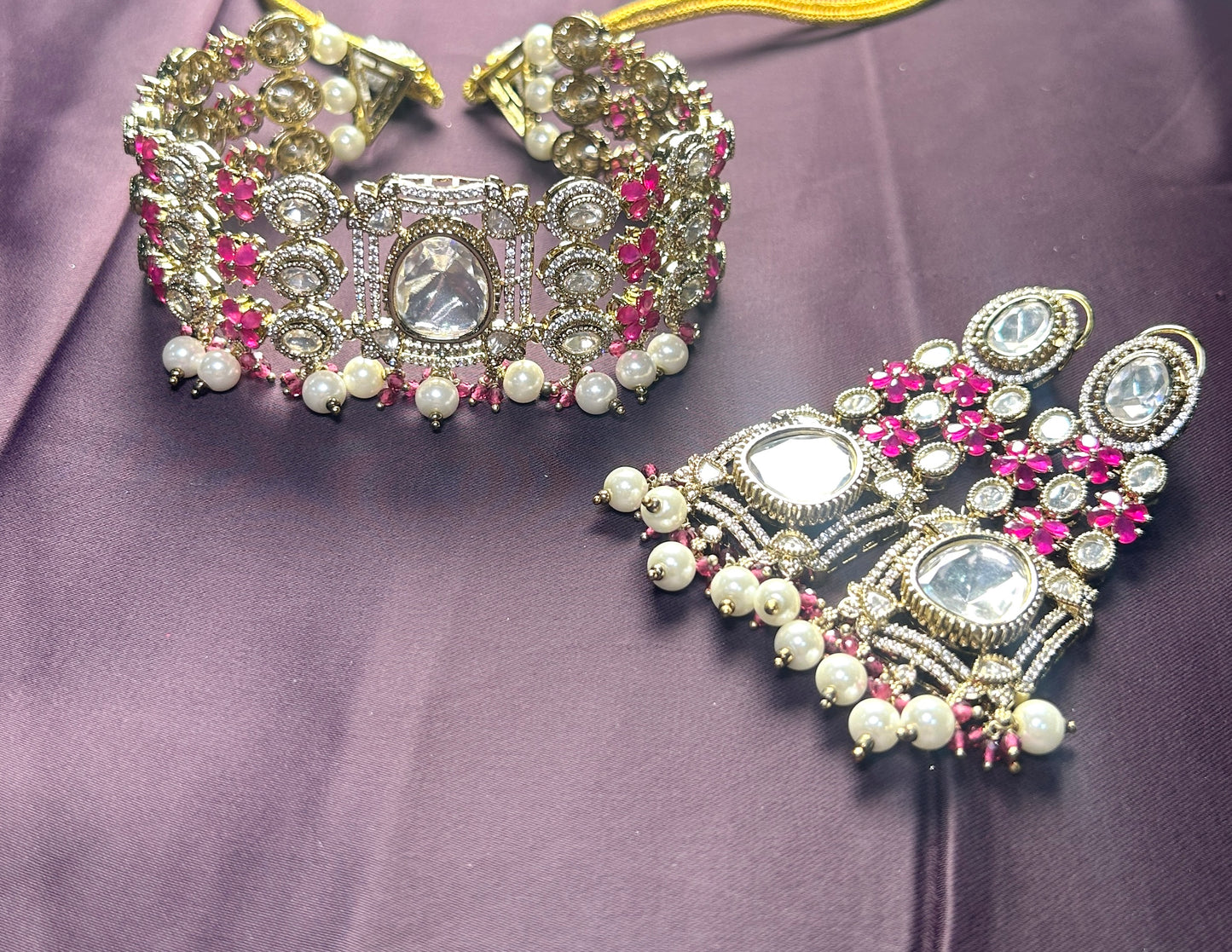 Pearl Drop Kundan Choker with Ruby Accents
