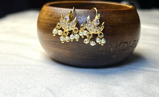 Chand-Shaped Stone Studded Bugdi Earrings