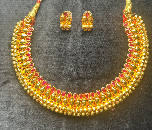 Rajlaxmi Antique Temple Necklace Set