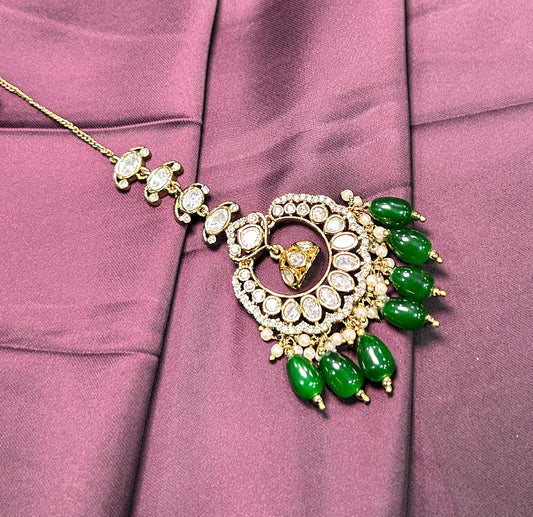 Royal Green Drop Maang Tikka