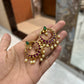 Ruby Pearl Chandbali Earrings with Emerald Stud
