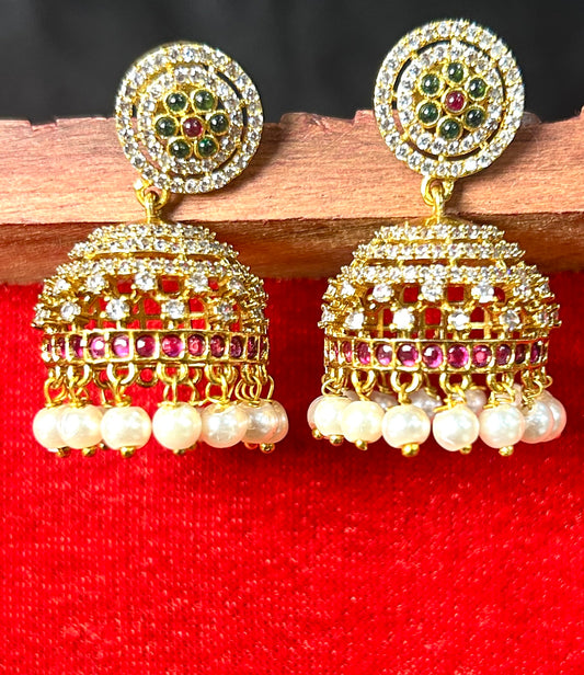 Royal Kundan Pearl Jhumka Earrings