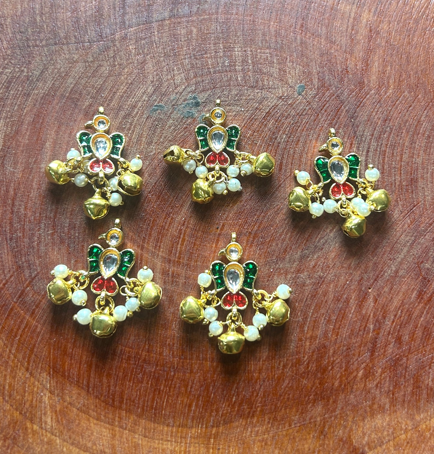 Peacock Design Hair Accessory with Kundan, Pearls & Ghungroo