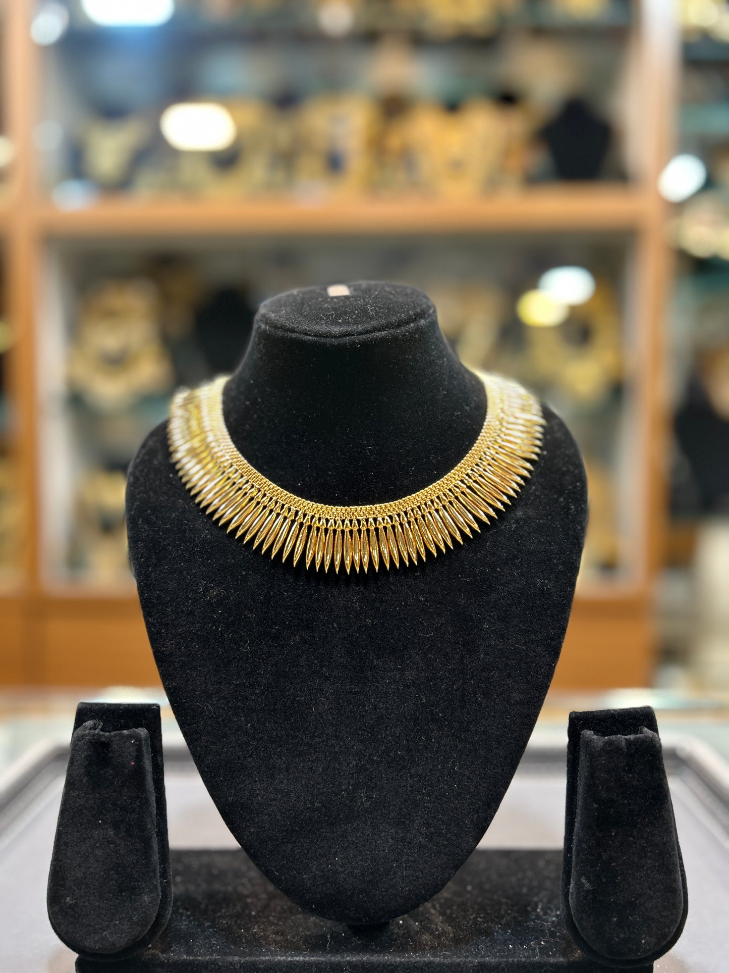 Elegant Gold-Finish Statement Necklace